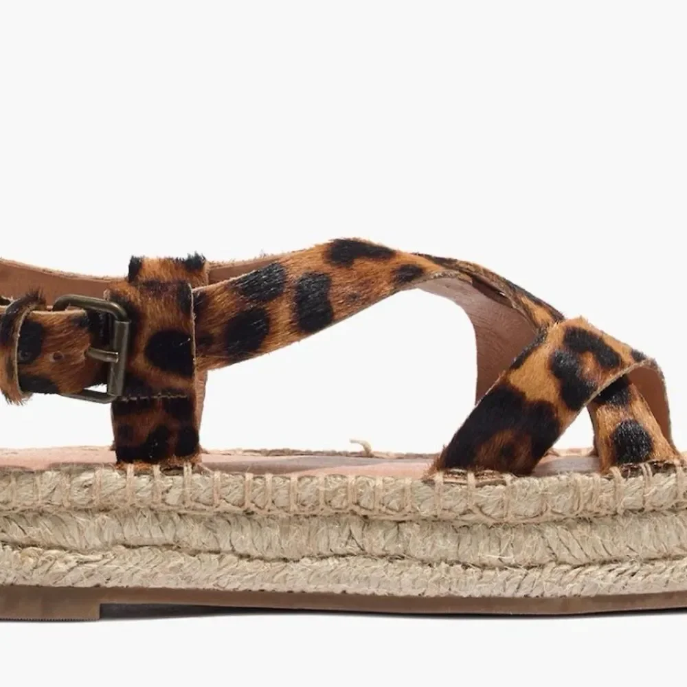 🛍️ Madewell Malia Espadrille Leather Upper Calf Hair Leopard Sandals size 9.5